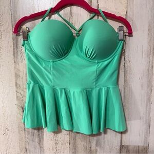 Candie's Swim Vibrant Green Bustier Style Swim Top